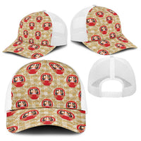 Japanese Daruma Doll Baseball Net Cap Palaka With Seamless Bamboo Pattern