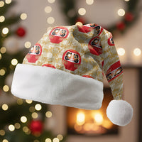 Japanese Daruma Doll Christmas Santa Hat Palaka With Seamless Bamboo Pattern