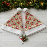 Japanese Daruma Doll Christmas Santa Hat Palaka With Seamless Bamboo Pattern