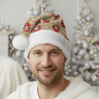 Japanese Daruma Doll Christmas Santa Hat Palaka With Seamless Bamboo Pattern