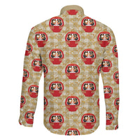 Japanese Daruma Doll Family Matching Off Shoulder Short Dress and Hawaiian Shirt Palaka With Seamless Bamboo Pattern - Polynesian Pride