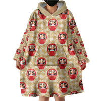 Japanese Daruma Doll Wearable Blanket Hoodie Palaka With Seamless Bamboo Pattern - Polynesian Pride