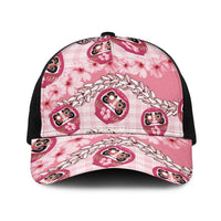 Japanese Daruma Doll Palaka Baseball Net Cap Cherry Blossoms With Shell Lei