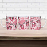 Japanese Daruma Doll Palaka Ceramic Mug Cherry Blossoms With Shell Lei - Polynesian Pride