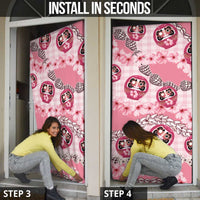 Japanese Daruma Doll Palaka Door Cover Cherry Blossoms With Shell Lei - Polynesian Pride