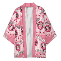 Japanese Daruma Doll Palaka Kimono Cherry Blossoms With Shell Lei - Polynesian Pride