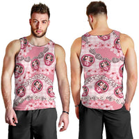 Japanese Daruma Doll Palaka Men Tank Top Cherry Blossoms With Shell Lei - Polynesian Pride