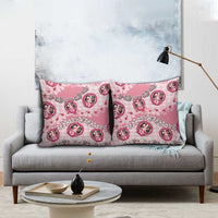 Japanese Daruma Doll Palaka Pillow Cover Cherry Blossoms With Shell Lei - Polynesian Pride