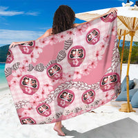 Japanese Daruma Doll Palaka Sarong Cherry Blossoms With Shell Lei - Polynesian Pride
