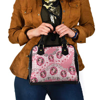Japanese Daruma Doll Palaka Shoulder Handbag Cherry Blossoms With Shell Lei - Polynesian Pride
