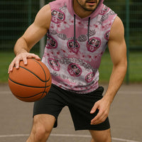 Japanese Daruma Doll Palaka Sleeveless Hoodie Cherry Blossoms With Shell Lei - Polynesian Pride