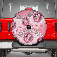 Japanese Daruma Doll Palaka Spare Tire Cover Cherry Blossoms With Shell Lei - Polynesian Pride