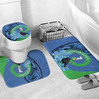New Zealand Chatham Islands Bathroom Set Wharekauri Forget Me Not With Black Robin LT14 Mat Set Only (3 pcs) One Size Blue - Polynesian Pride