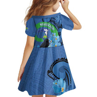 New Zealand Chatham Islands Family Matching Off Shoulder Maxi Dress and Hawaiian Shirt Wharekauri Forget Me Not With Black Robin LT14 - Polynesian Pride