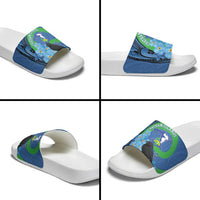 New Zealand Chatham Islands Slide Sandals Wharekauri Forget Me Not With Black Robin - Polynesian Pride