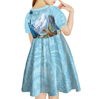 New Zealand South Island Kid Short Sleeve Dress Te Waipounamu Aoraki Kea Bird LT14 - Polynesian Pride