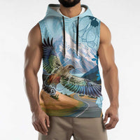 New Zealand South Island Sleeveless Hoodie Te Waipounamu Aoraki Kea Bird LT14 - Polynesian Pride