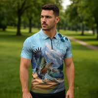New Zealand South Island Zipper Polo Shirt Te Waipounamu Aoraki Kea Bird LT14 - Polynesian Pride