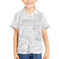 Polynesia Brain Cancer Awareness Family Matching Off The Shoulder Long Sleeve Dress and Hawaiian Shirt In May We Wear Grey LT14 Son's Shirt White - Polynesian Pride