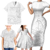 Polynesia Brain Cancer Awareness Family Matching Short Sleeve Bodycon Dress and Hawaiian Shirt In May We Wear Grey LT14 - Polynesian Pride