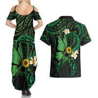 Polynesia Mental Health Awareness Couples Matching Summer Maxi Dress and Hawaiian Shirt Green Ribbon Be Kind To Your Mind LT14 - Polynesian Pride
