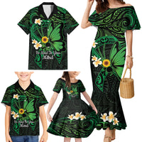 Polynesia Mental Health Awareness Family Matching Mermaid Dress and Hawaiian Shirt Green Ribbon Be Kind To Your Mind LT14 - Polynesian Pride