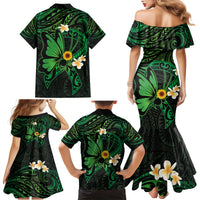 Polynesia Mental Health Awareness Family Matching Mermaid Dress and Hawaiian Shirt Green Ribbon Be Kind To Your Mind LT14 - Polynesian Pride