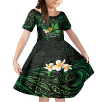 Polynesia Mental Health Awareness Family Matching Off Shoulder Maxi Dress and Hawaiian Shirt Green Ribbon Be Kind To Your Mind LT14 Daughter's Dress Green - Polynesian Pride