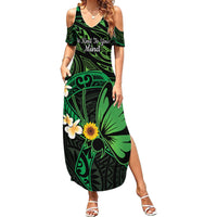 Polynesia Mental Health Awareness Family Matching Summer Maxi Dress and Hawaiian Shirt Green Ribbon Be Kind To Your Mind LT14 Mom's Dress Green - Polynesian Pride