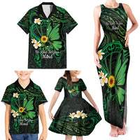 Polynesia Mental Health Awareness Family Matching Tank Maxi Dress and Hawaiian Shirt Green Ribbon Be Kind To Your Mind LT14 - Polynesian Pride