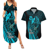 Polynesia World Ovarian Cancer Day Couples Matching Summer Maxi Dress and Hawaiian Shirt You Matter Polynesian Women LT14 Teal - Polynesian Pride