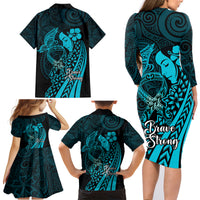 Polynesia World Ovarian Cancer Day Family Matching Long Sleeve Bodycon Dress and Hawaiian Shirt You Matter Polynesian Women LT14 - Polynesian Pride
