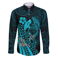 Polynesia World Ovarian Cancer Day Family Matching Off Shoulder Short Dress and Hawaiian Shirt You Matter Polynesian Women LT14 Dad's Shirt - Long Sleeve Teal - Polynesian Pride