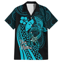 Polynesia World Ovarian Cancer Day Family Matching Short Sleeve Bodycon Dress and Hawaiian Shirt You Matter Polynesian Women LT14 Dad's Shirt - Short Sleeve Teal - Polynesian Pride