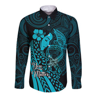 Polynesia World Ovarian Cancer Day Long Sleeve Button Shirt You Matter Polynesian Women LT14 Unisex Teal - Polynesian Pride