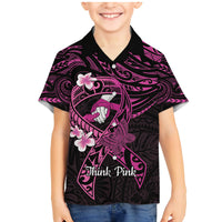 Polynesia Breast Cancer Awareness Family Matching Mermaid Dress and Hawaiian Shirt Pink Ribbon No One Fights Alone - Black LT14 Son's Shirt Black - Polynesian Pride
