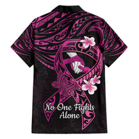 Polynesia Breast Cancer Awareness Family Matching Summer Maxi Dress and Hawaiian Shirt Pink Ribbon No One Fights Alone - Black LT14 - Polynesian Pride