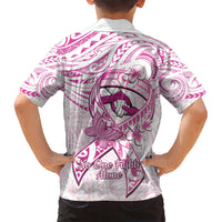 Polynesia Breast Cancer Awareness Kid Hawaiian Shirt Pink Ribbon No One Fights Alone - White LT14 - Polynesian Pride