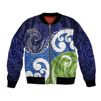 Southland New Zealand Bomber Jacket Maori Koru Flag Color LT14 Unisex Blue - Polynesian Pride