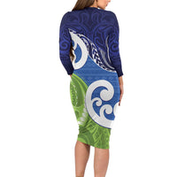 Southland New Zealand Family Matching Long Sleeve Bodycon Dress and Hawaiian Shirt Maori Koru Flag Color LT14 - Polynesian Pride
