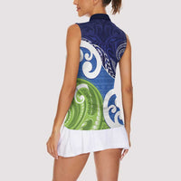 Southland New Zealand Women Sleeveless Polo Shirt Maori Koru Flag Color LT14 - Polynesian Pride