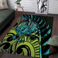 Southland Takehe Pounama Area Rug Aotearoa Poutama Paua Shell Fern LT14 Black - Polynesian Pride
