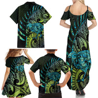 Southland Takehe Pounama Family Matching Summer Maxi Dress and Hawaiian Shirt Aotearoa Poutama Paua Shell Fern LT14 - Polynesian Pride