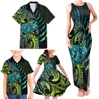 Southland Takehe Pounama Family Matching Tank Maxi Dress and Hawaiian Shirt Aotearoa Poutama Paua Shell Fern LT14 - Polynesian Pride