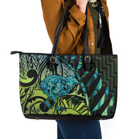 Southland Takehe Pounama Leather Tote Bag Aotearoa Poutama Paua Shell Fern LT14 - Polynesian Pride
