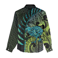 Southland Takehe Pounama Women Casual Shirt Aotearoa Poutama Paua Shell Fern