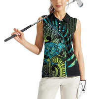 Southland Takehe Pounama Women Sleeveless Polo Shirt Aotearoa Poutama Paua Shell Fern