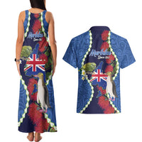 Southland Anniversary Day Couples Matching Tank Maxi Dress and Hawaiian Shirt Murihiku 1861 Maori Bird Mix Pohutukawa LT14 - Polynesian Pride