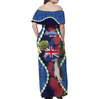 Southland Anniversary Day Family Matching Off Shoulder Maxi Dress and Hawaiian Shirt Murihiku 1861 Maori Bird Mix Pohutukawa LT14 - Polynesian Pride