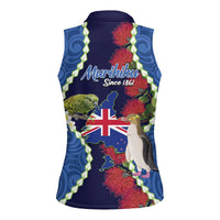 Southland Anniversary Day Women Sleeveless Polo Shirt Murihiku 1861 Maori Bird Mix Pohutukawa LT14 - Polynesian Pride
